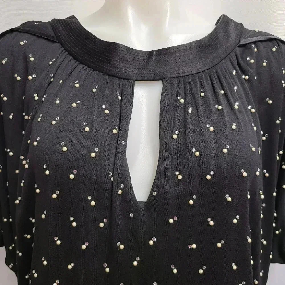 Marc Jacobs Black Satin Crystal Pearl Rhinestone Embellished Back Bow Dress 10 - Picture 7 of 16